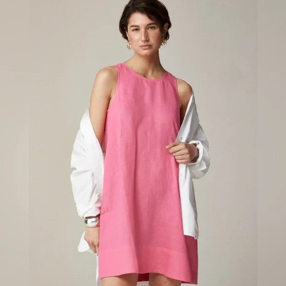 J. Crew Maxine Button Back Linen Dress in Regal Rose Size XS
